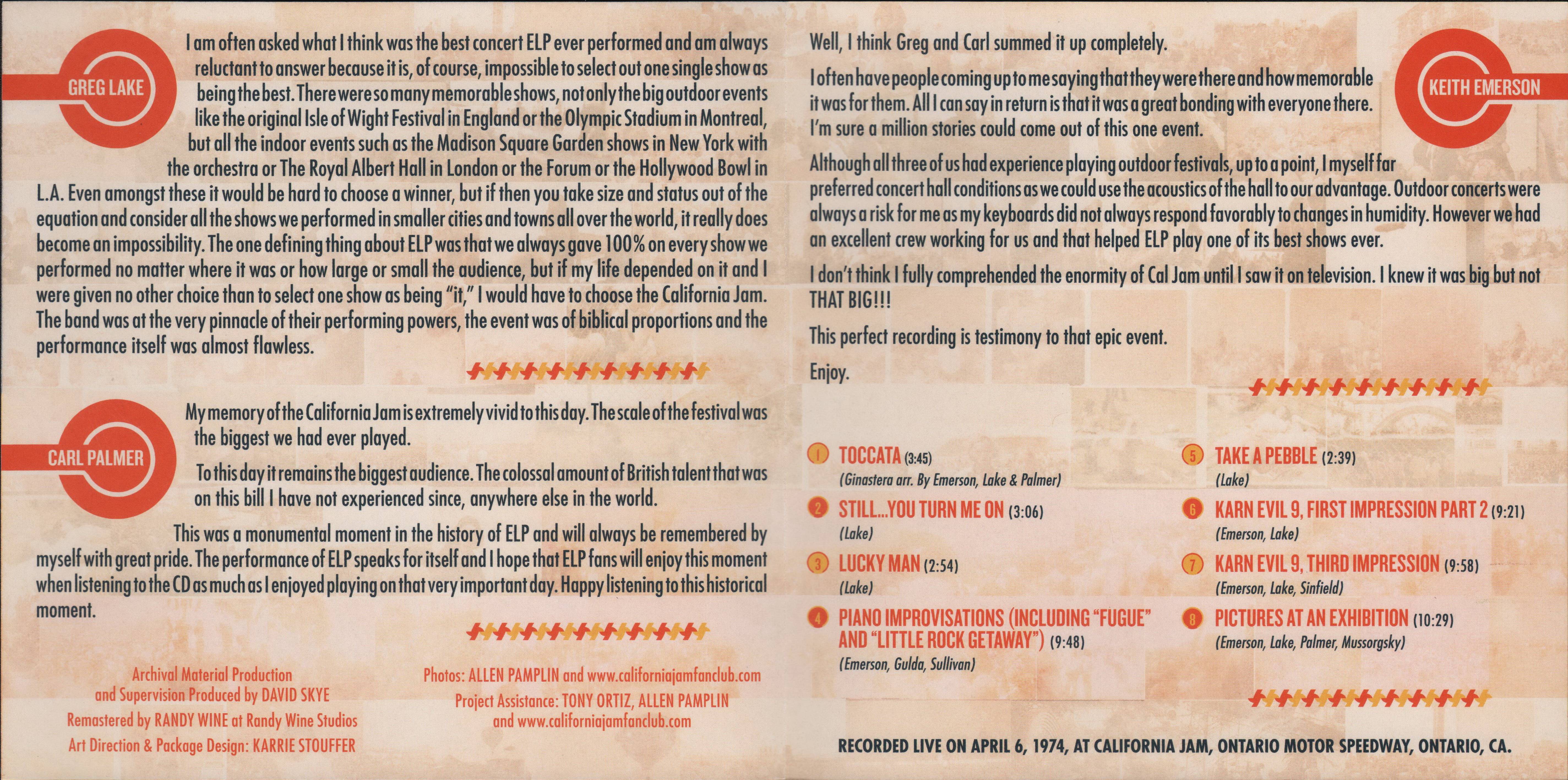 Emerson, Lake and Palmer Live At California 1974 [Booklet02 usa]